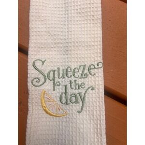 DEMDACO Squeeze The Day Lemon Kitchen Boa Cotton Waffle Knit Tea Towel 104180797